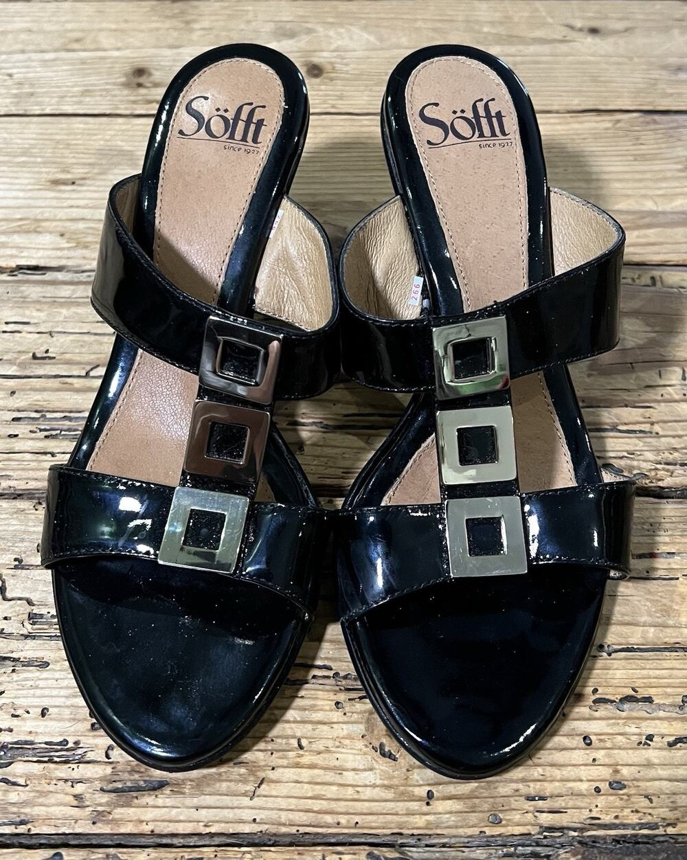 SOFFT Women’s Size 7.5 Black Patent Leather Peep Toe Heels - NWOT
